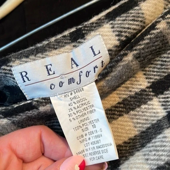 Vintage Real Comfort Wool Plaid Wrap Maxi Skirt - Size 10